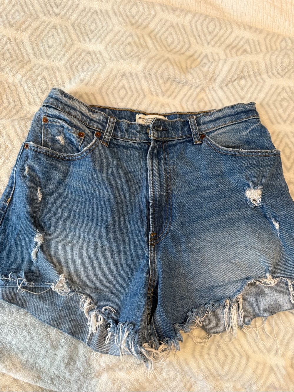Abercrombie & Fitch Distressed Blue Denim Cutoff Shorts